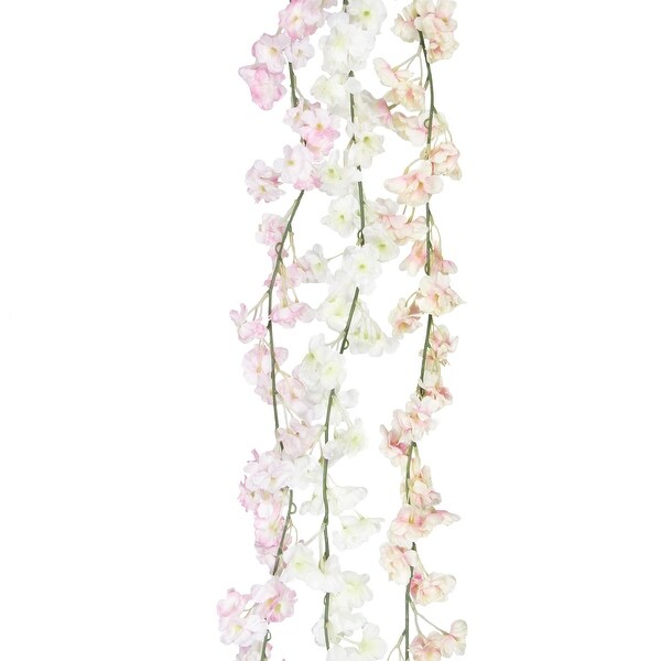 Set of 2 Light Pink Artificial Cherry Blossom Flower Garland Hanging Vine 5.75ft