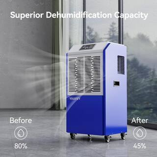 Yaufey 216pt. dehumidifier with a Maximum coverage area of 8500 sq.ft. Commercial Dehumidifier in. blue HDCX-DP900C