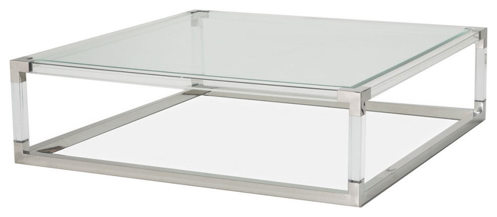 State St. Square Cocktail Table   Glass/Stainless Steel   Contemporary   Coffee Tables   by HedgeApple  Houzz