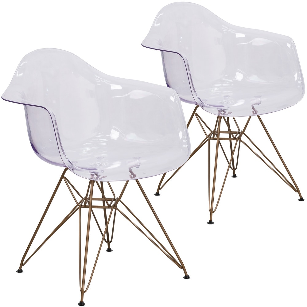 Clear Waterfall Contemporary Accent Side Chairs (Set of 2)