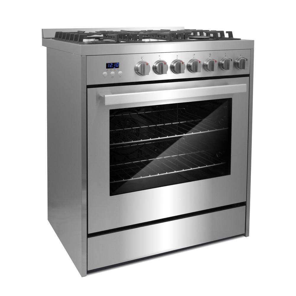 Cosmo 30 in. 5.0 cu. ft. Single Oven Gas Range with 5 Burner Cooktop and Heavy Duty Cast Iron Grates in Stainless Steel COS-305AGC