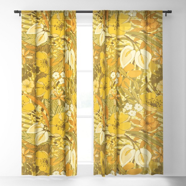 Jacqueline Maldonado 970s Floral Watercolor Single Panel Sheer Window Curtain Deny Designs