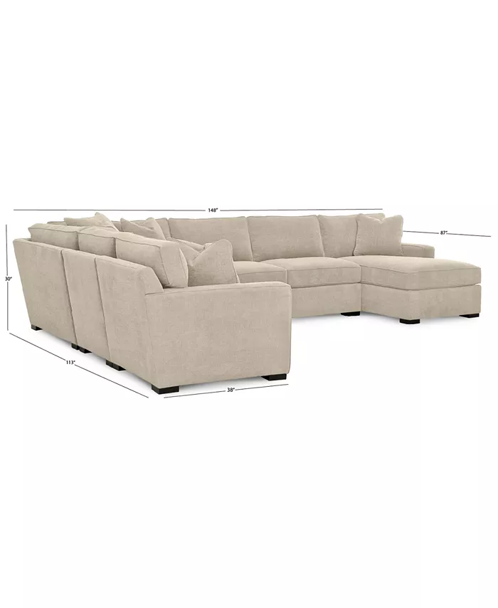 Furniture Radley 5-Piece Fabric Chaise Sectional Sofa