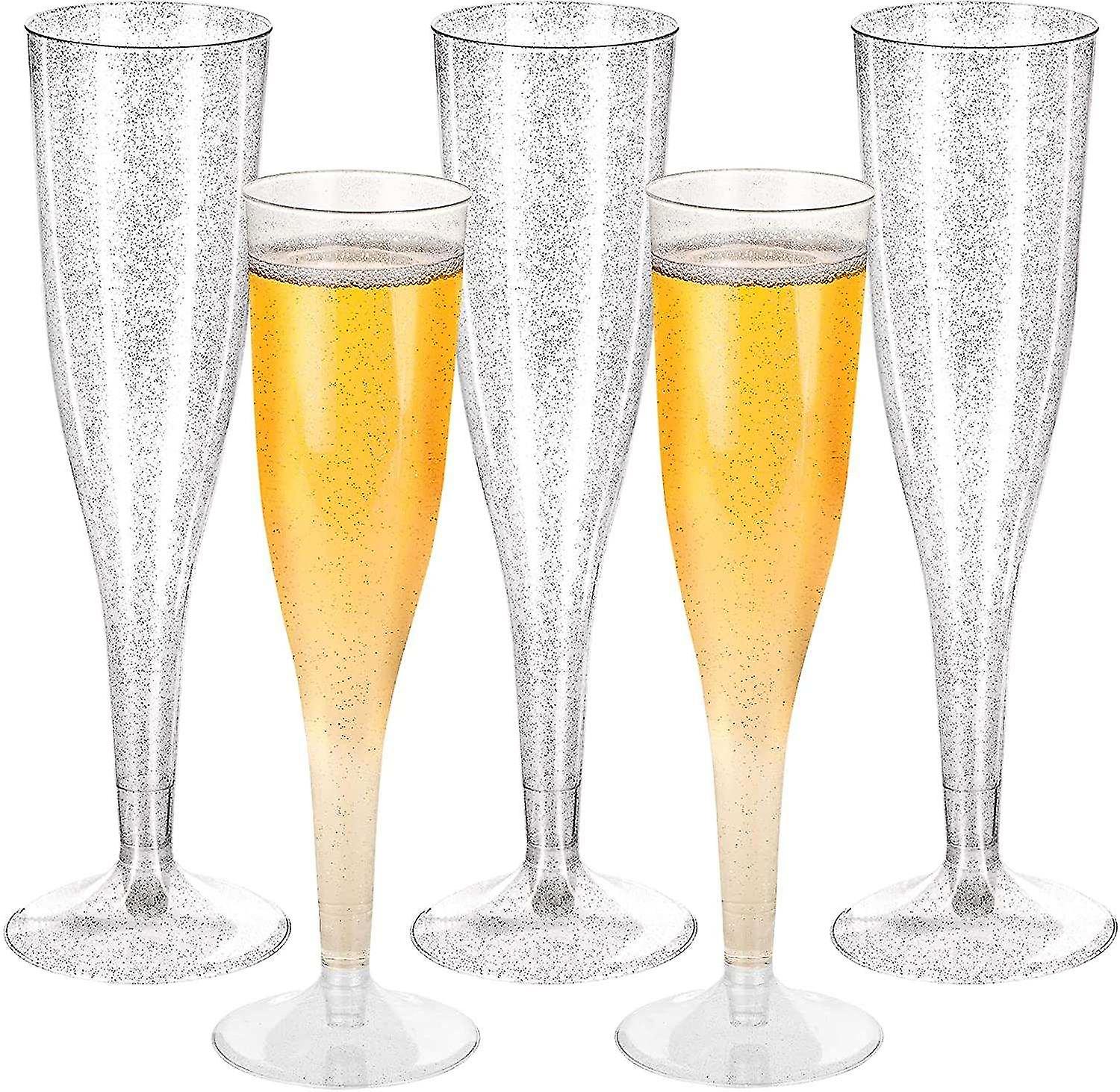 Plastic Champagne Flutes， Stackable Flutes For Party， Wedding， Birthday， Anniversary， 3pcs