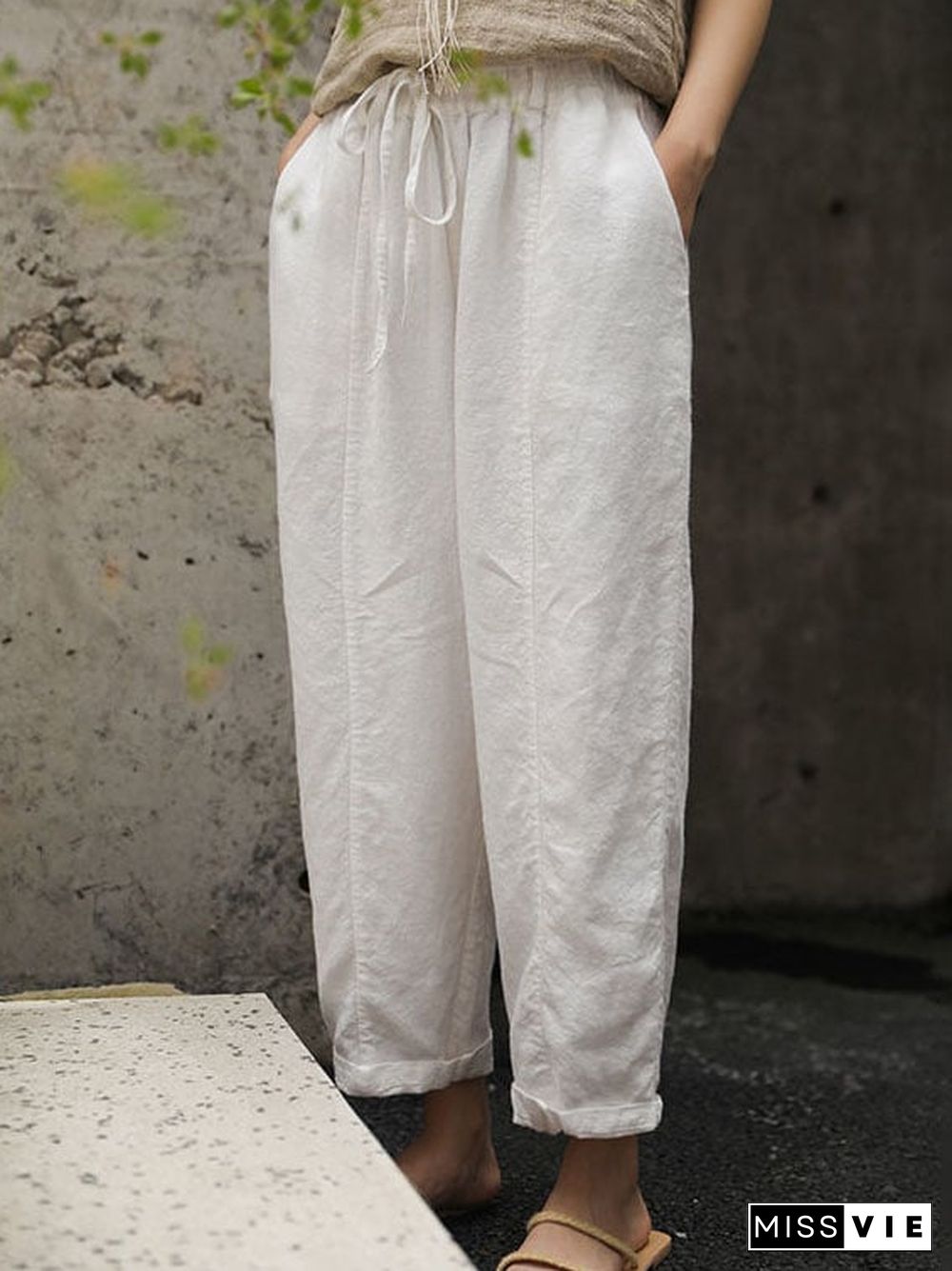 Women'S Solid Color Casual Wide Leg Pants