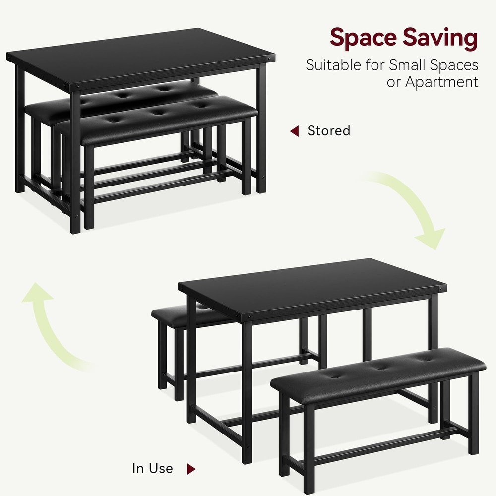 Dining Table Set for 4  Kitchen Table with Benches