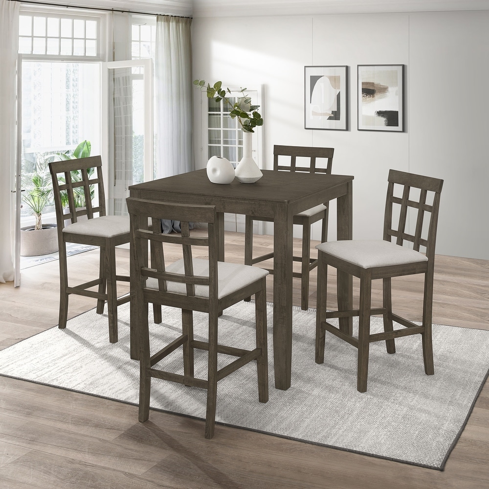 CraftPorch Simple Rustic Square 5 piece Counter Height Dining Set