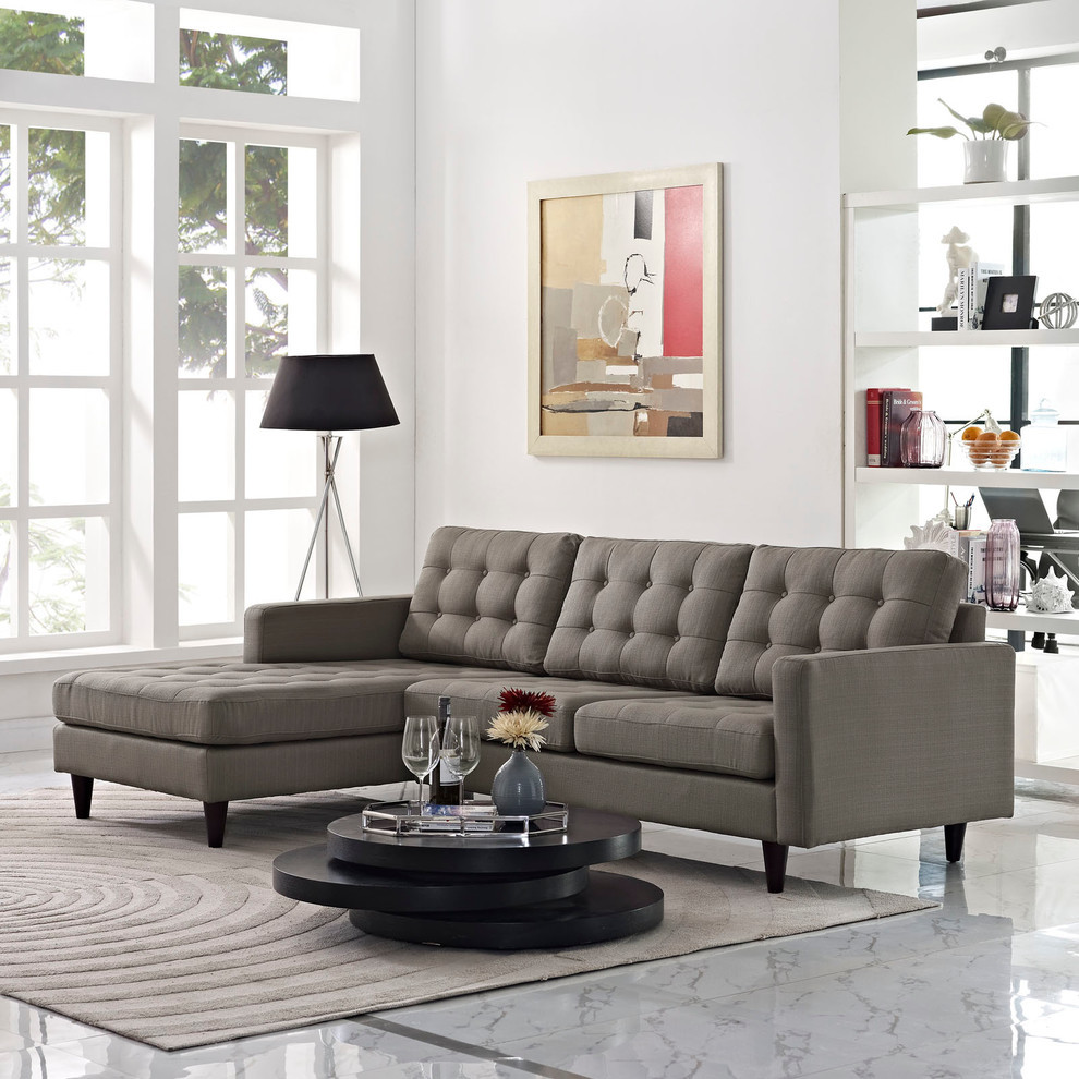 Empress Left Facing Upholstered Fabric Sectional Sofa   Midcentury   Sectional Sofas   by House Bound  Houzz