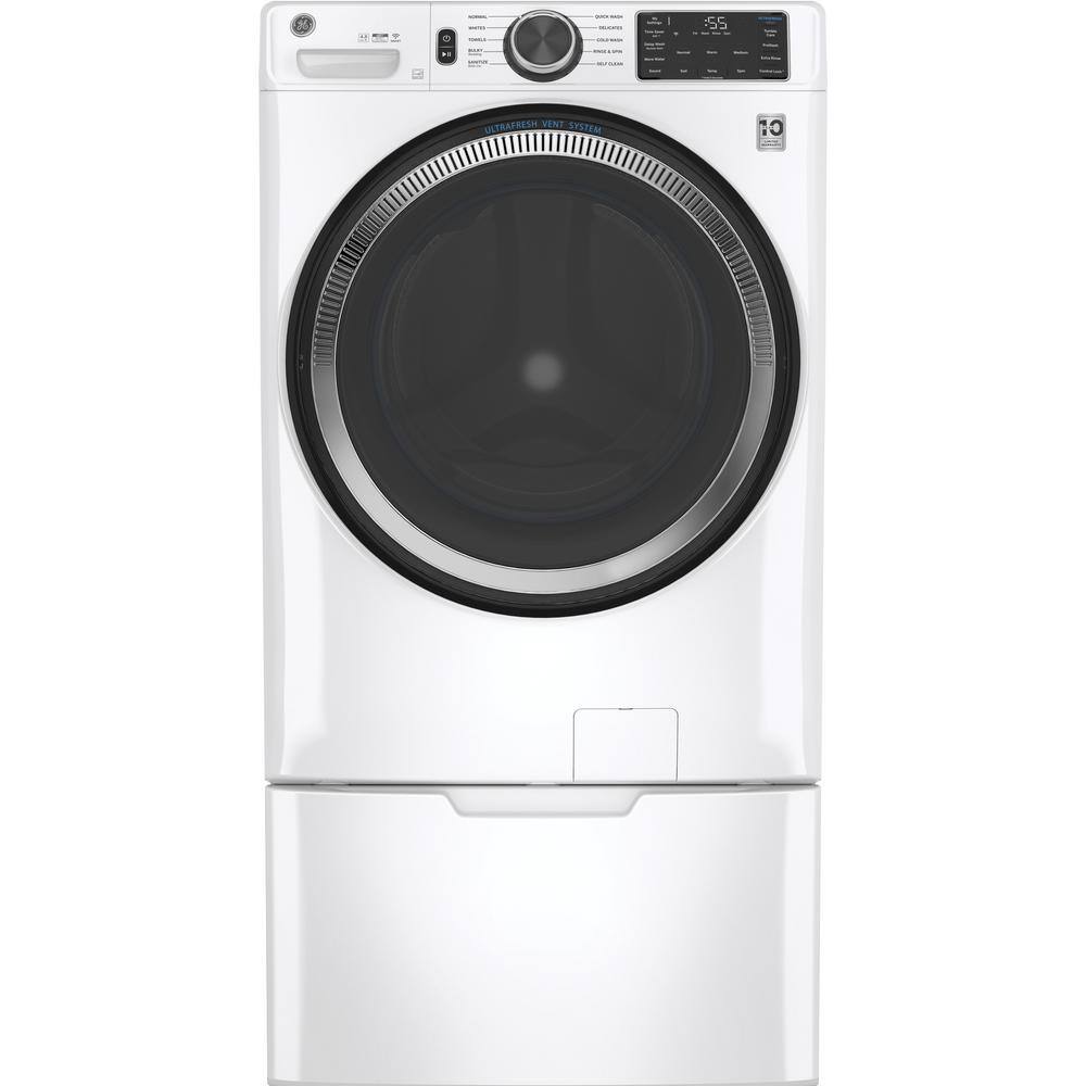 GE 4.8 cu. ft. Smart White Front Load Washer with OdorBlock UltraFresh Vent System and Sanitize with Oxi GFW550SSNWW