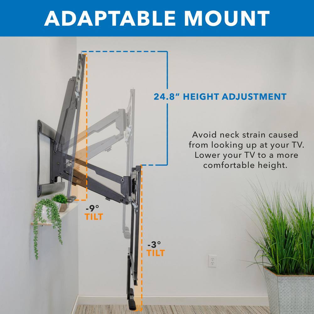 Mount-It! 43 in. to 70 in. Height Adjustable Fireplace Gas Spring TV Mount 72 lbs. Capacity MI-395