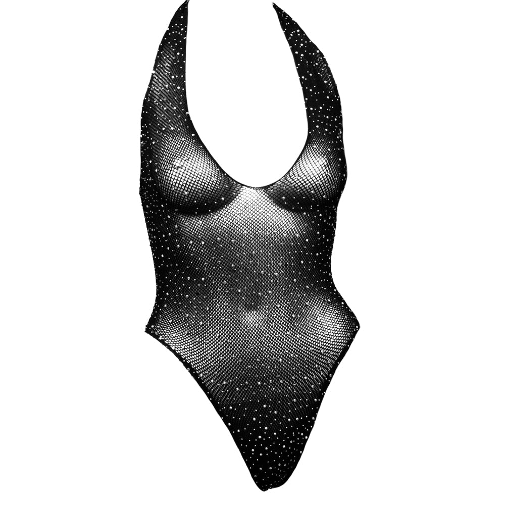 Radiance Deep V Black Body Suit in OSXL