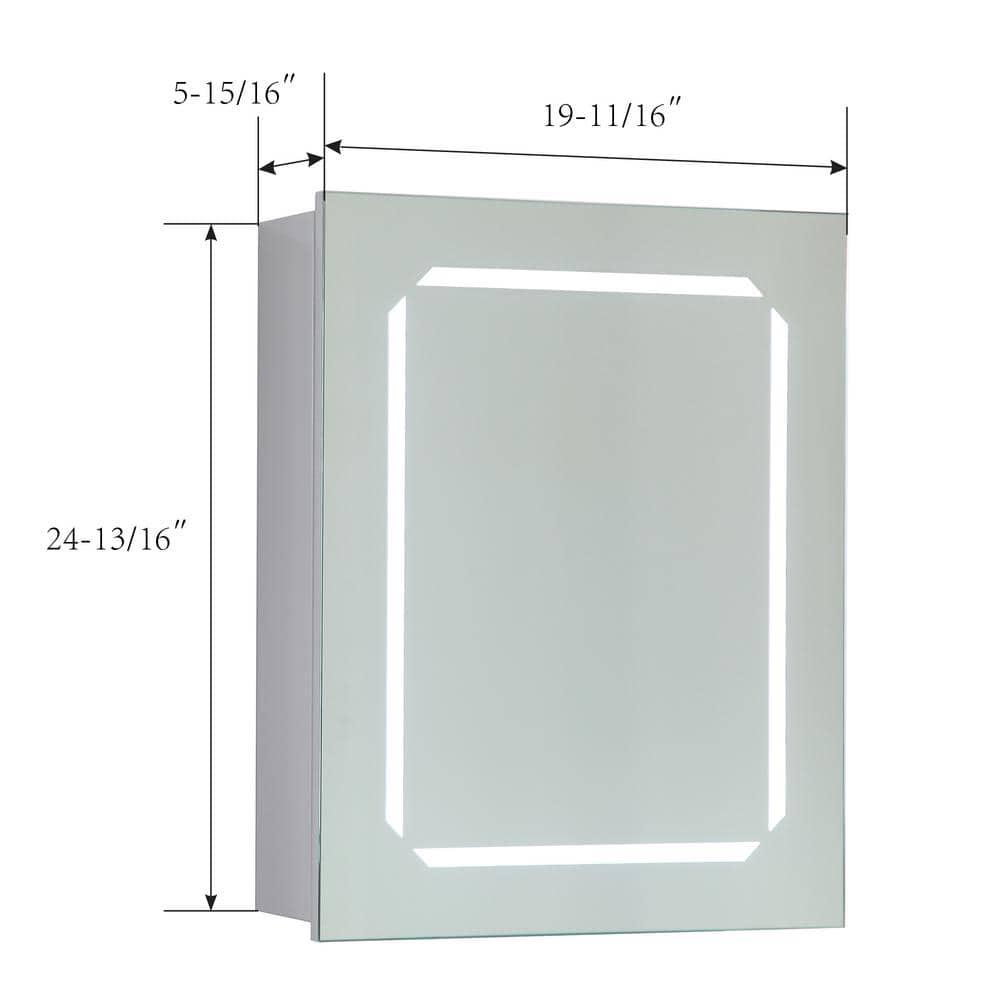 Vanity Art 20 in x 25 in x 6 in LED Lighted Surface Mount Medicine Cabinet in White