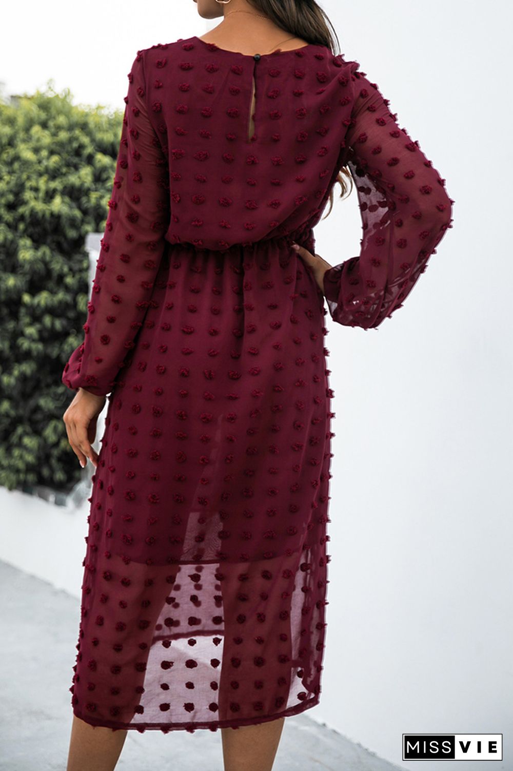 Pom Pom Textured Long Sleeve Dress Women Wholesale