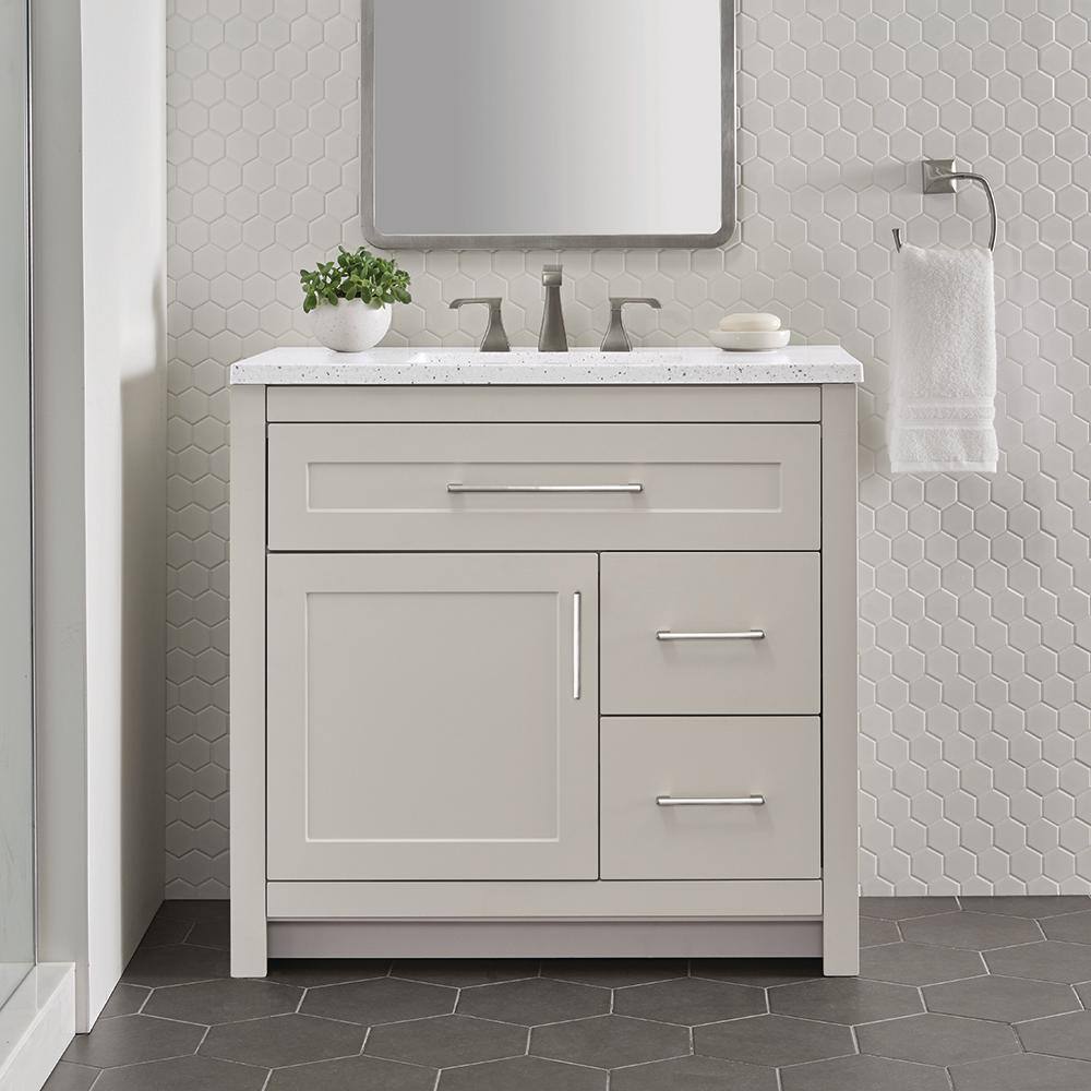 Home Decorators Collection Clady 36.5 in. W x 18.8 in. D x 35.4 in. H Freestanding Bath Vanity in Gray with Silver Ash Cultured Marble Top HD2036P2-KG