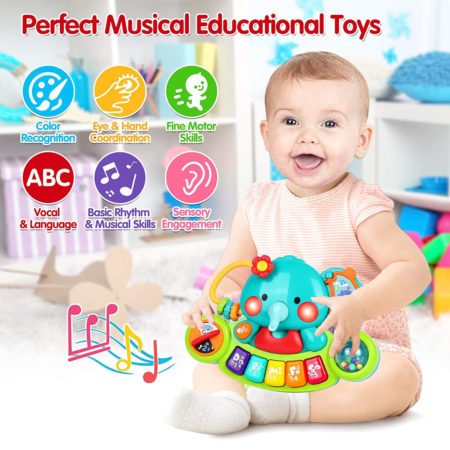 Baby Toys 6-12 Months， Early Learning Educational Piano Keyboard Infant Toddler Toys， Toys for 1 2 3 Year Old Boys Girls