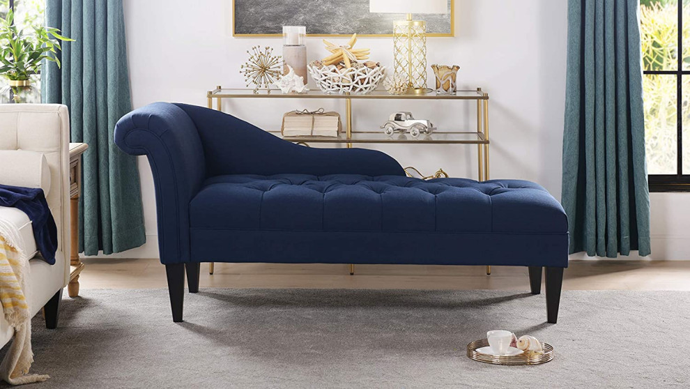 Comfortable Chaise Lounge  Deep Tufted Design With Rolled Arm   Transitional   Indoor Chaise Lounge Chairs   by Decor Love  Houzz