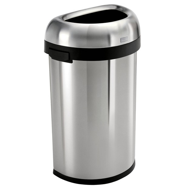 Simplehuman 60l Semi Round Open Trash Can Brushed Stainless Steel