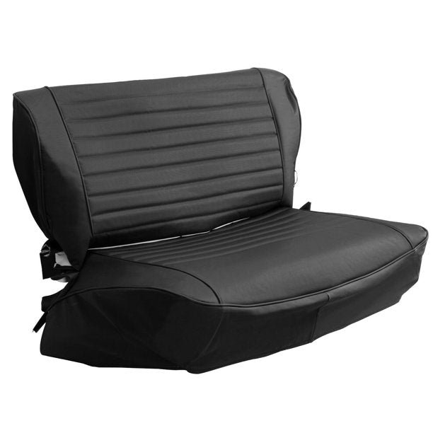 Kojem Black Faux Leather Seat Covers Compatible with 1976-1986 Jeep CJ7 CJ8 and Early YJ up to 1990 Front High-Back Bucket Seats and Rear Bench Seat