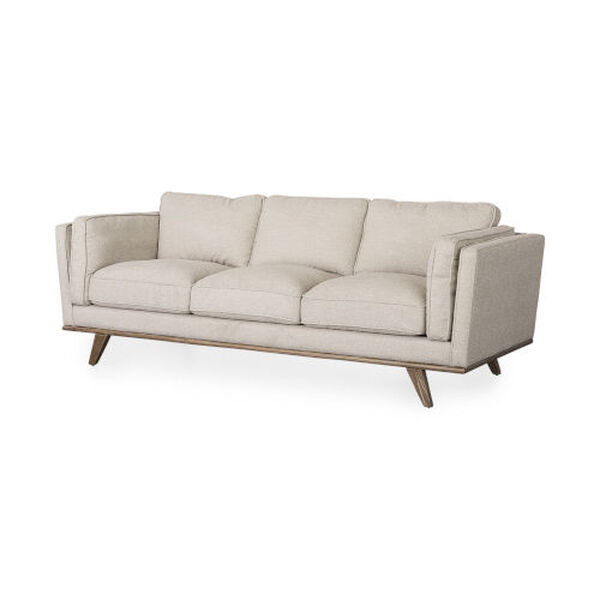 Brooks Cream and Medium Brown Three Seater Sofa