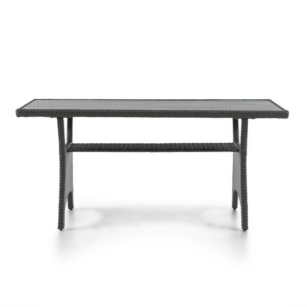 Decker Contemporary 57inch Wicker PlankStyle Outdoor Dining Table by MandL Co.