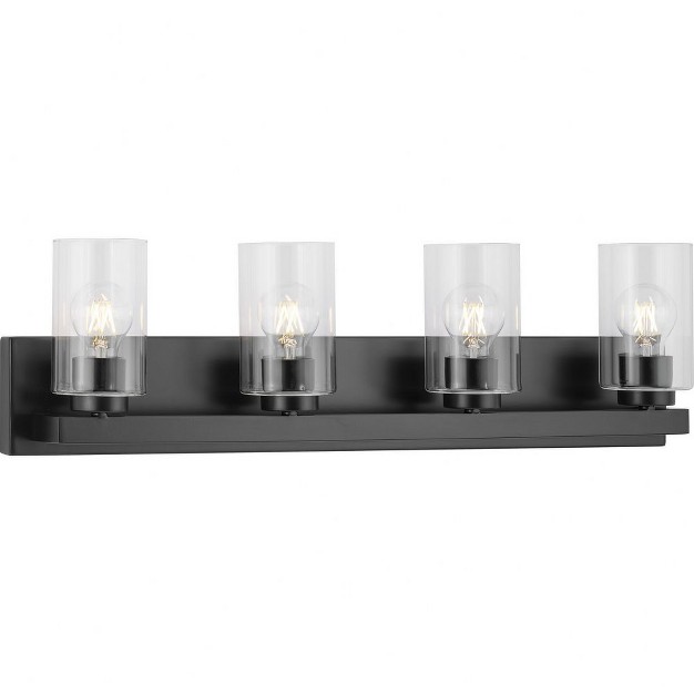 Progress Lighting Goodwin 4 light Vanity Light Steel Matte Black Clear Glass