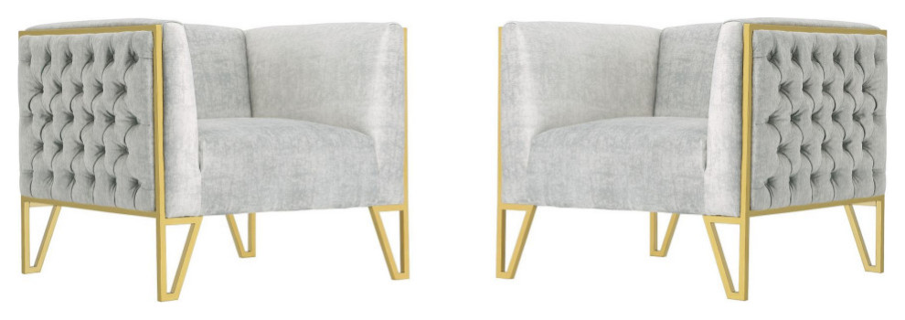 Vector Accent Chair in Grey and Gold (Set of 2)   Contemporary   Armchairs And Accent Chairs   by PARMA HOME  Houzz