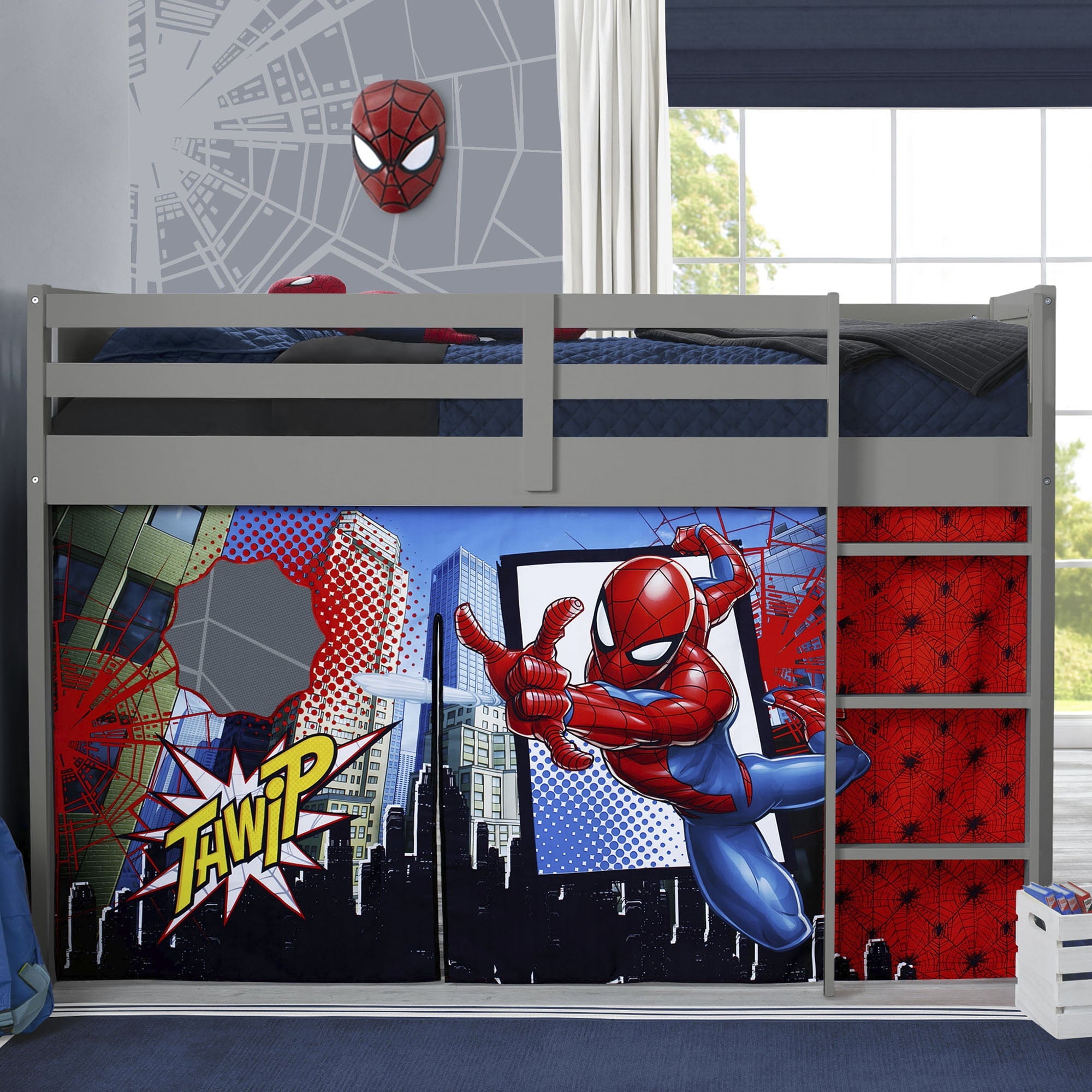 Spider-Man Loft Bed Tent by Delta Children - Curtain Set for Low Twin Loft Bed (Bed Sold Separately)