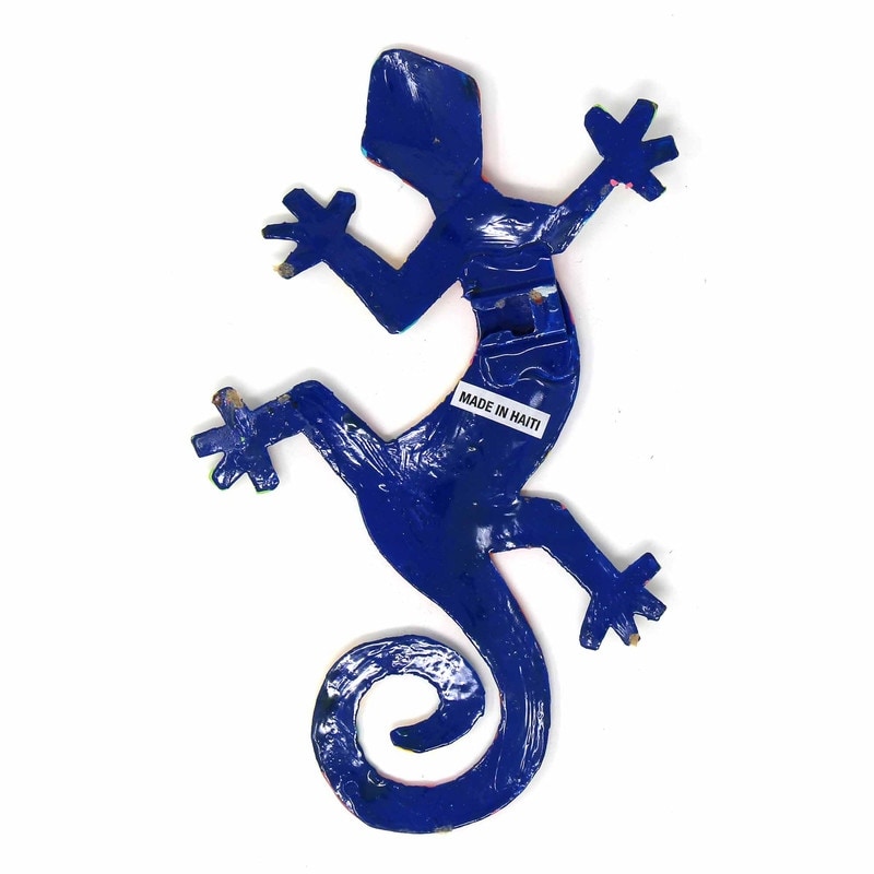 Handmade Metal 'Striped Gecko' Wall Art (Haiti)