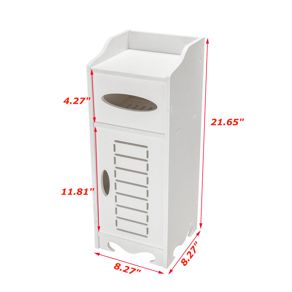 Bathroom Cabinet, Waterproof Storage Cabinet Toilet Cabinet with Paper Holder White