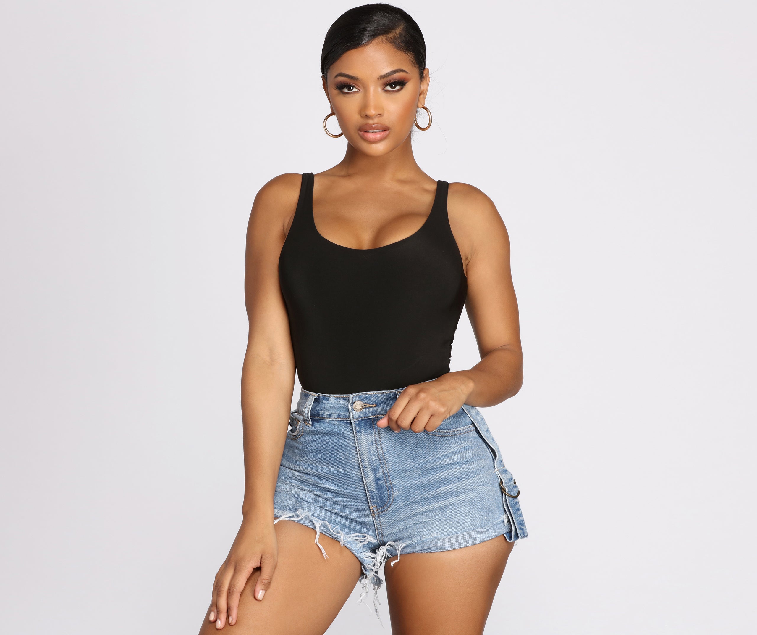 Basic Scoop Neck Knit Bodysuit