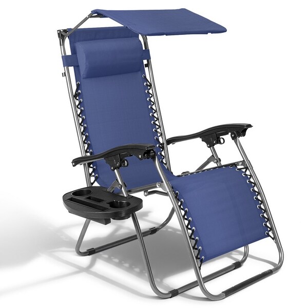 Single Zero Gravity Lounge Chair with Canopy and Cup Holder