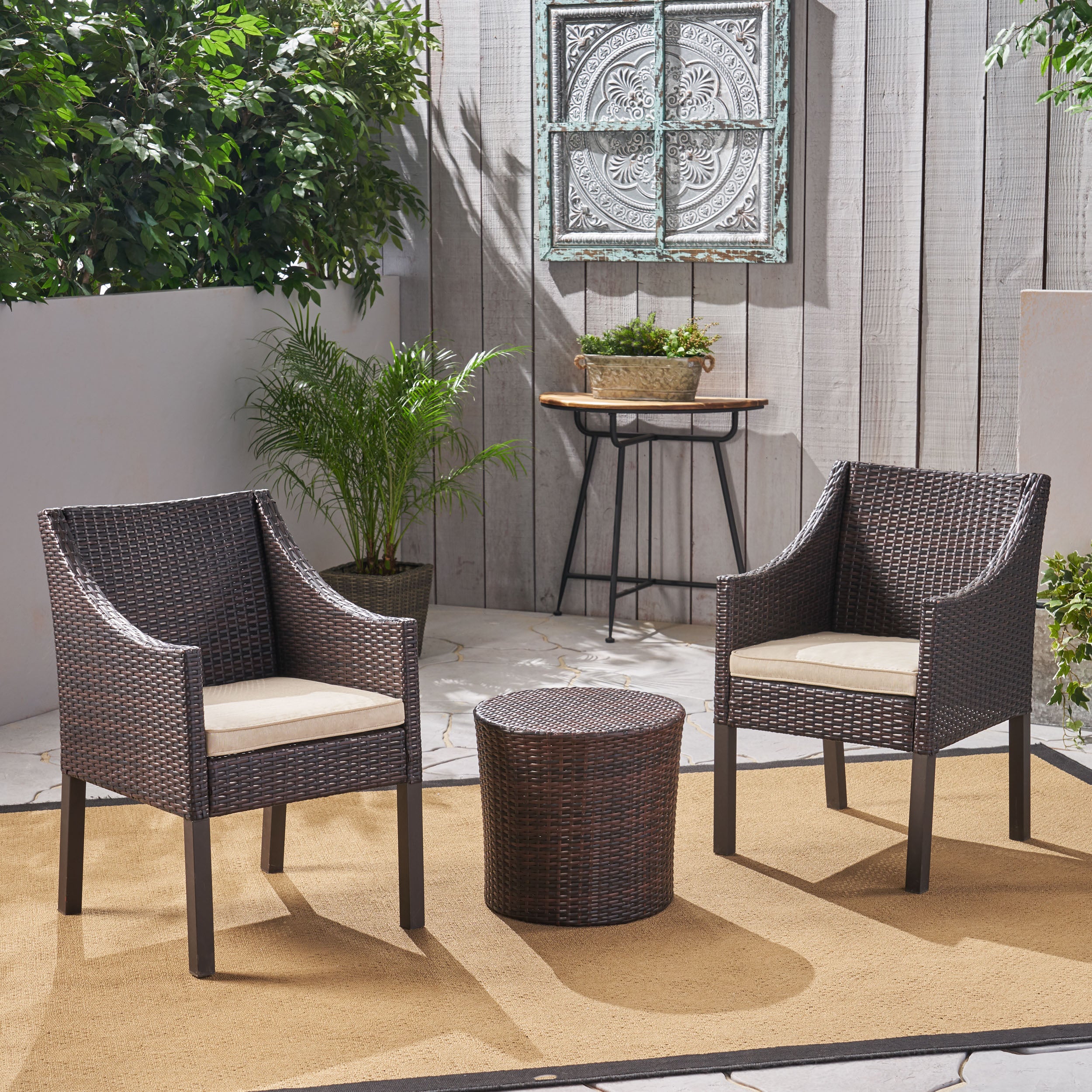 Sims Outdoor 3 Piece Wicker Chat Set