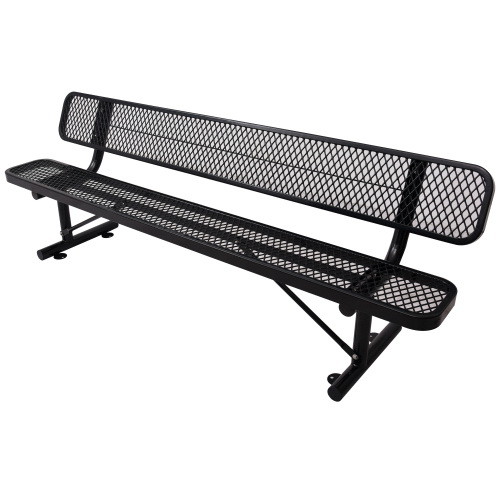 8 ft. Outdoor Steel Bench with Backrest BLack W465...