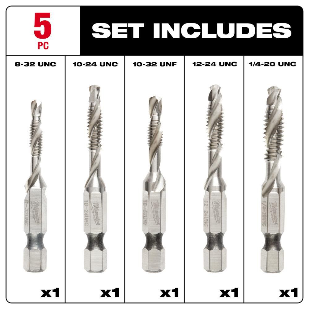 MW SHOCKWAVE 5 Pc. SAE Impact Drill Tap Set 48-89-4874 from MW