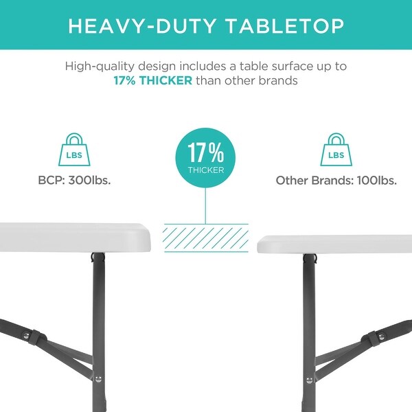 Portable Folding Plastic Dining Table w/ Handle，Lock