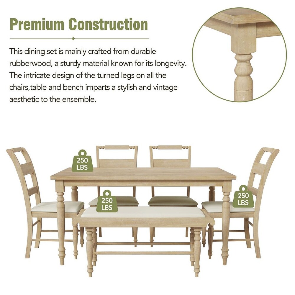 Farmhouse 6 Piece Kitchen Table Set/59\