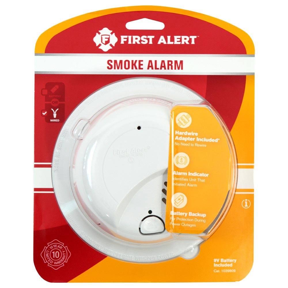 First Alert Hardwired 120-Volt AC Smoke Alarm with Adapter Plugs