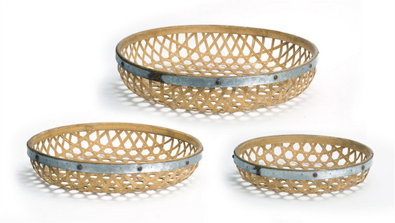 Melrose 70709DS Round Woven Tray (Set of 3) 17D  ...