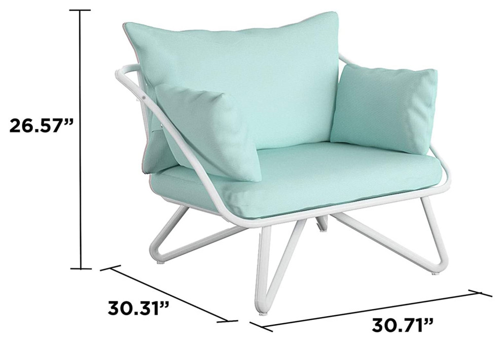 Set of 2 Outdoor Lounge Chair  Geometric Frame With Cushioned Seat   Midcentury   Outdoor Lounge Chairs   by Decor Love  Houzz