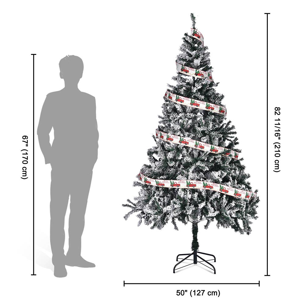 Yescom Flocked Christmas Tree White (7.5ft, 5ft, 3ft Options)