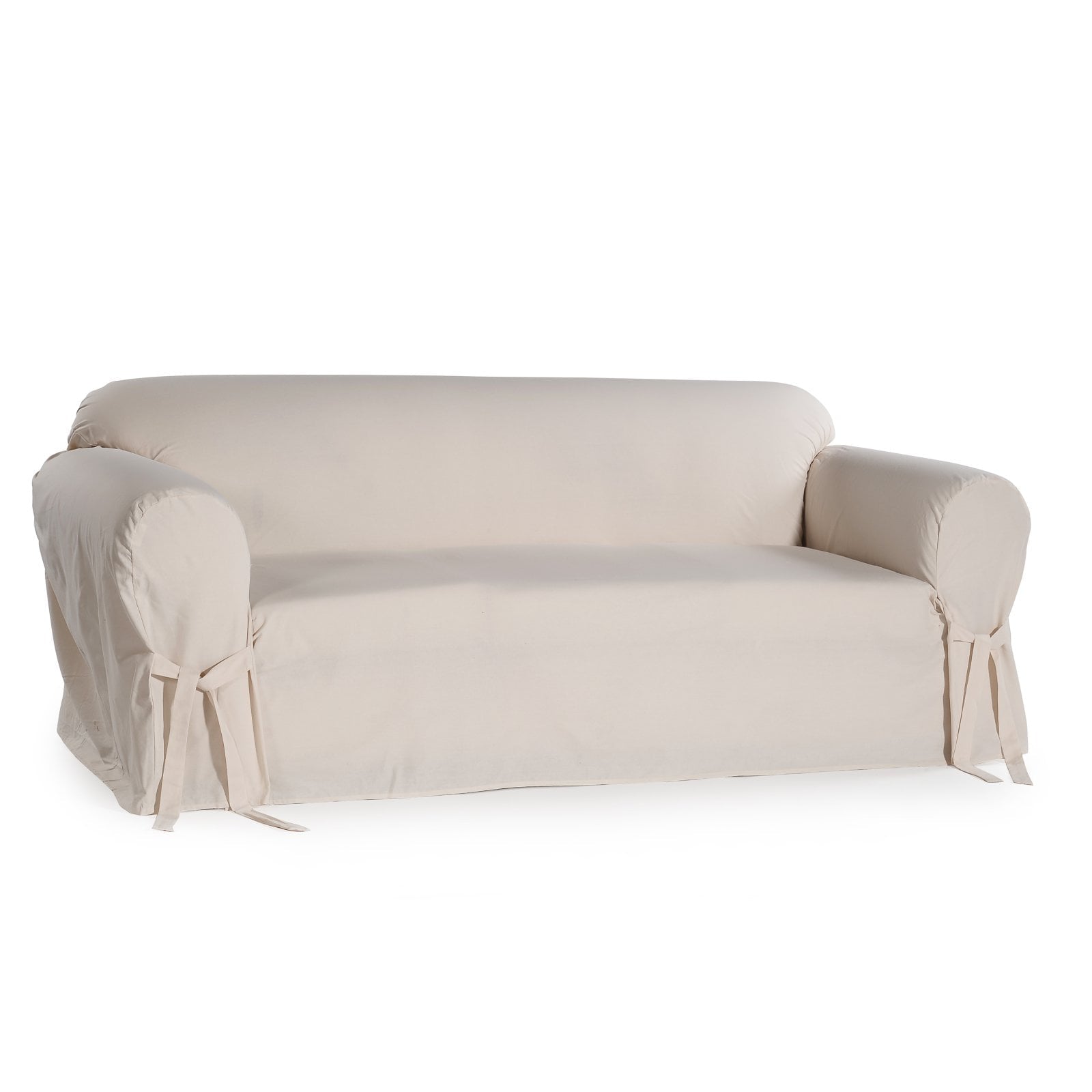 Classic Slip Covers 1-Piece Cotton Loveseat Slipcover With Bowties