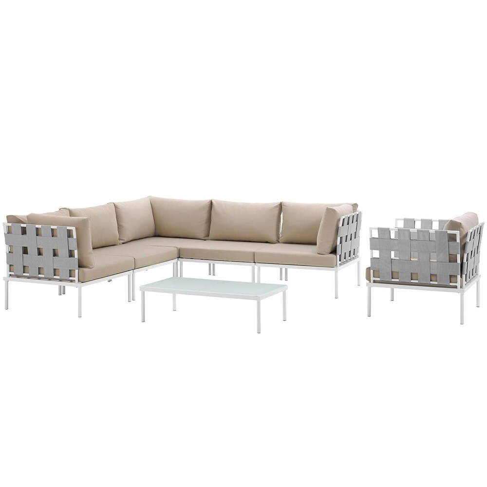 Harmony 7 piece Outdoor Patio Aluminum Sectional Sofa Set