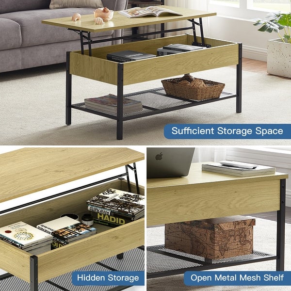 Adjustable Height Lift Top End Table with Sufficient Storage Space