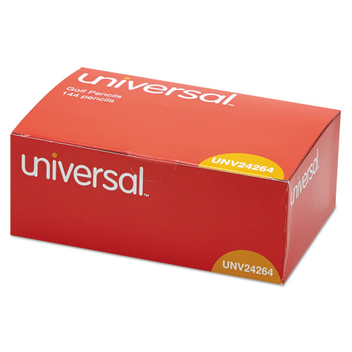 Universal Golf and Pew Pencil， HB (#2)， Black Lead， Yellow Barrel， 144/Box (24264)