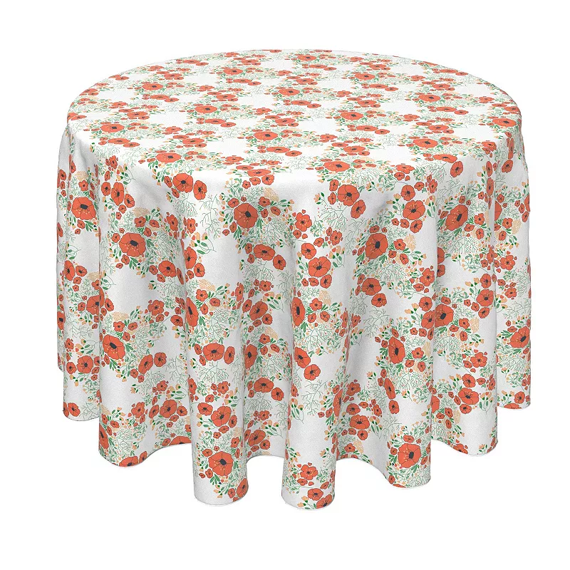 Round Tablecloth， 100% Polyester， 70 Round， Summer Floral Design