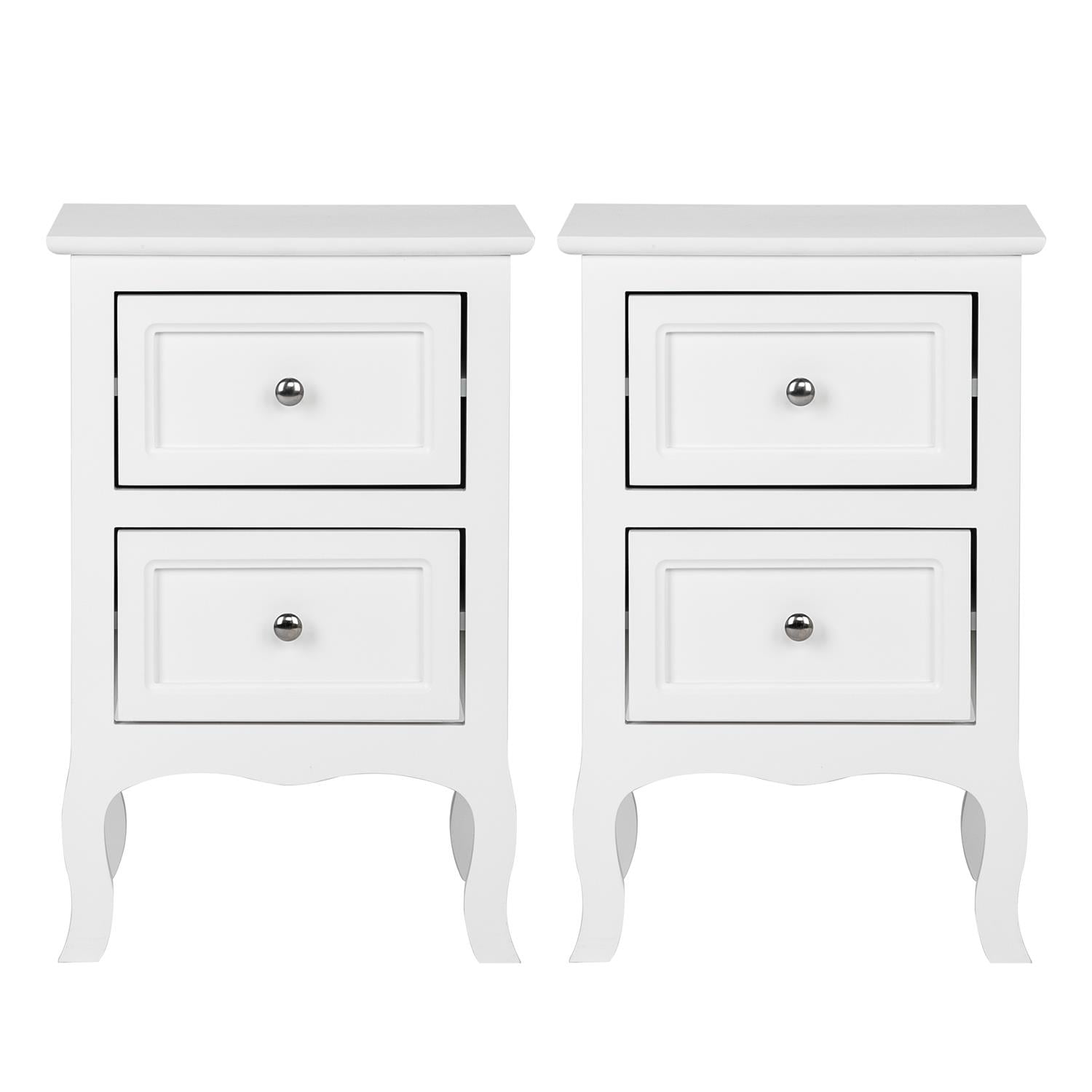 SamyoHome 2 PCS White Nightstand,End Table with 2-Drawer,Wooden Bedside Table Night Table,Bedroom Furniture Nightstand,Country Style