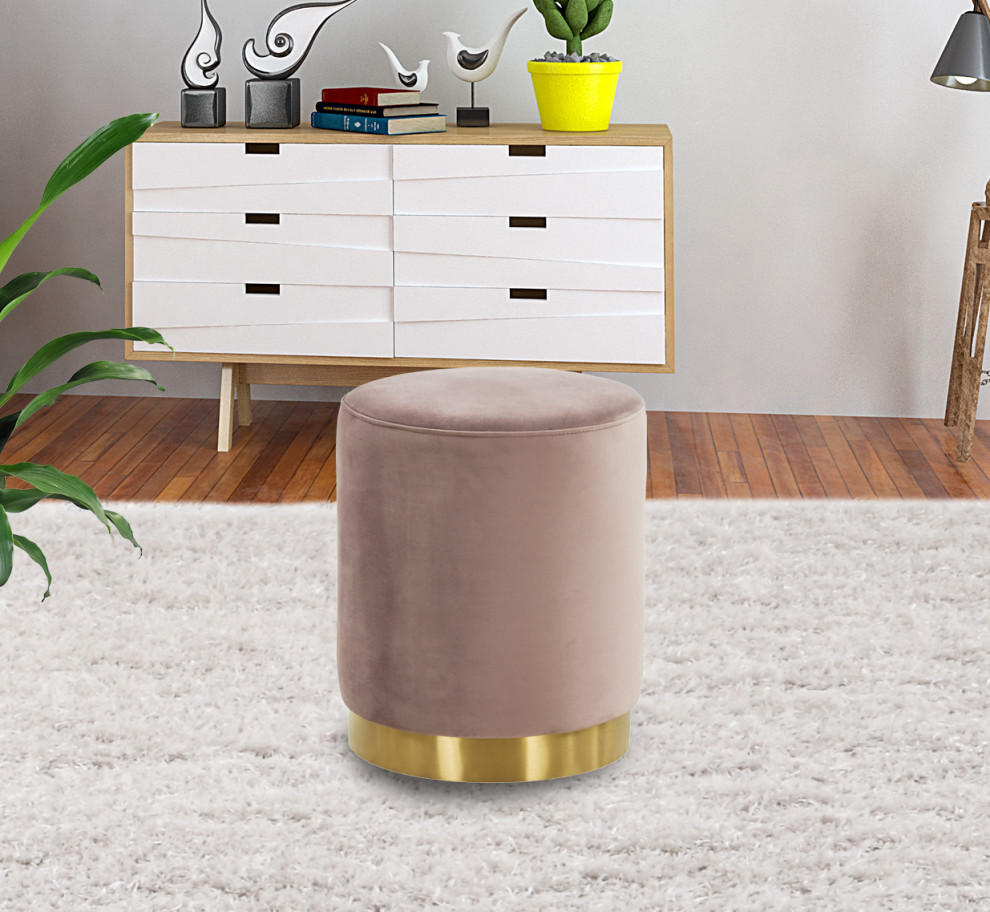 Remmey 16 quotModern Round Velvet Vanity Ottoman   Contemporary   Footstools And Ottomans   by LeisureMod  Houzz