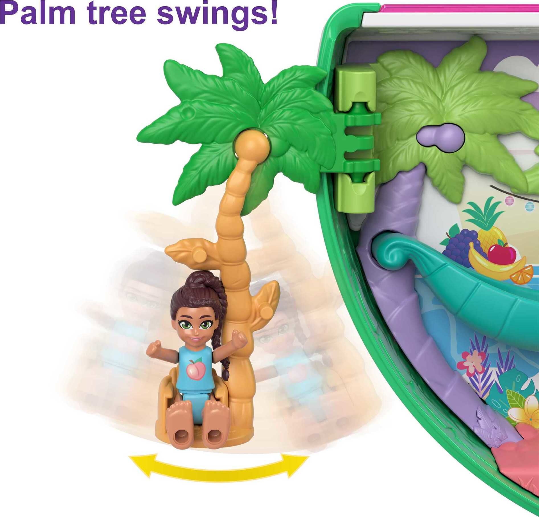 Polly Pocket Watermelon Pool Party Compact Playset with 2 Micro Dolls and Accessories, Travel Toys