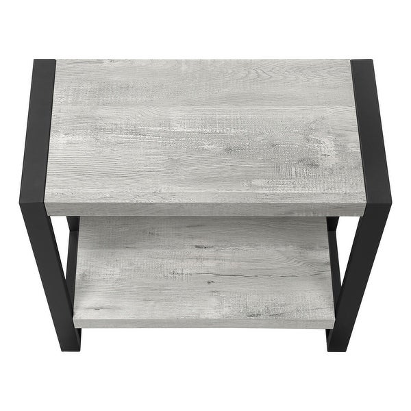 Modern Accent Table - Black Reclaimed Wood-Look / Black Metal - 23.75