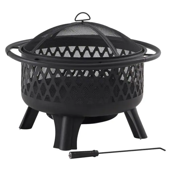 Hampton Bay OFW992RA Piedmont 30 in. Steel Fire Pit in Black with Poker